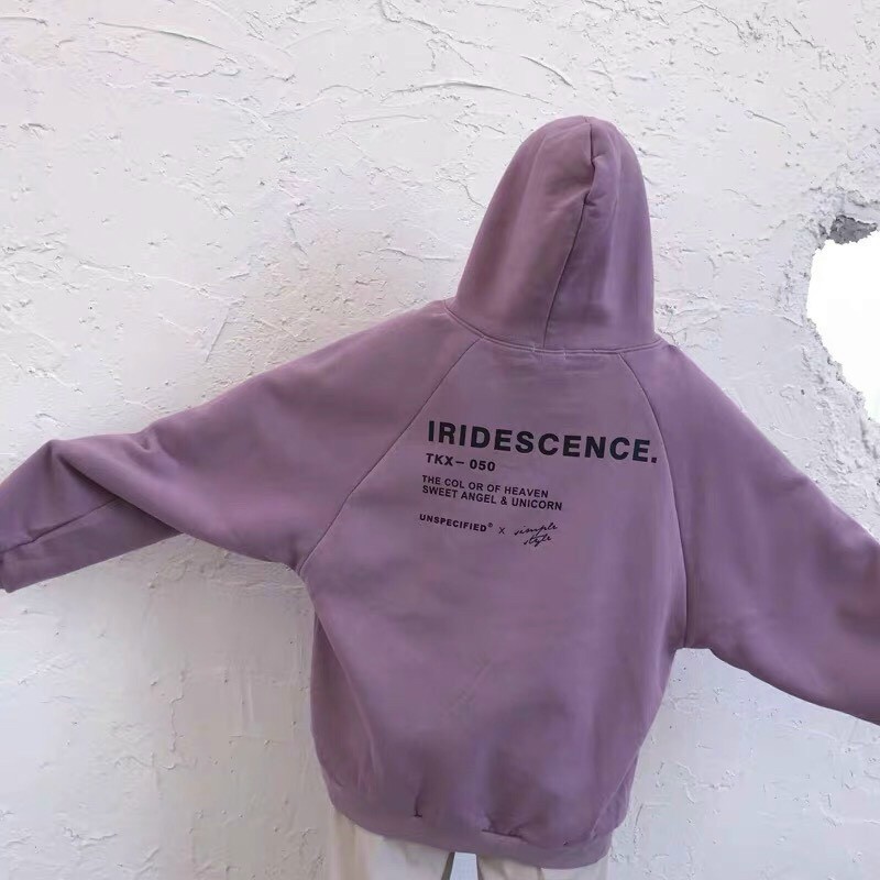 Áo nỉ hoodie kiểu phòng tay nỉ loại tốt in chữ iridescence | BigBuy360 - bigbuy360.vn