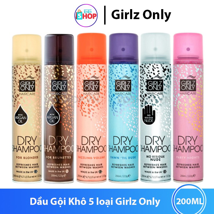 Dầu Gội Khô 5 loại Girlz Only dry shampoo 200ml