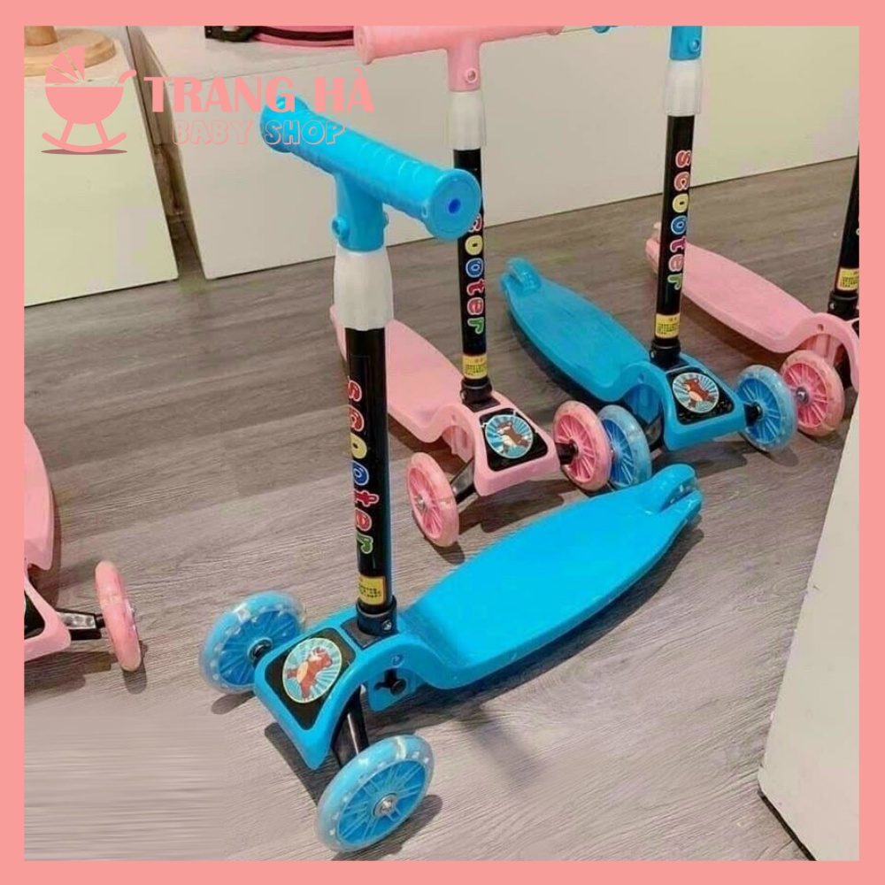 Xe Trượt Scooter Gấp Gọn 3 Bánh Xe Có Đèn Phát Sáng , Xe Chịu Lực Cho Bé 2-14 Tuổi