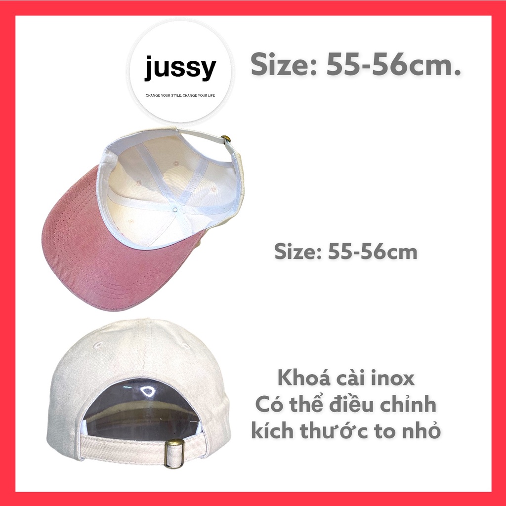 Mũ Lưỡi Trai Nam Nữ Jussy Fashion Logo Simple Phối 2 Màu Cá Tính Hot Trend Phong Cách Nón Lưỡi Trai Form Mềm Vải Nỉ