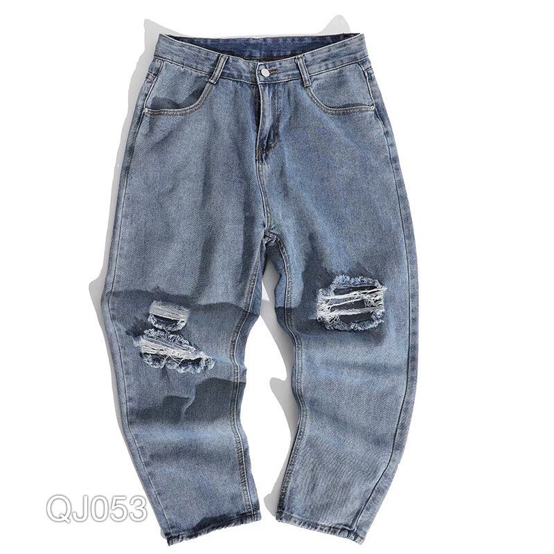 [Mã FAGREAT245 giảm 8% tối đa 50K đơn từ 250K] QJ053 - QUẦN JEAN BAGGY NAM WASH RÁCH