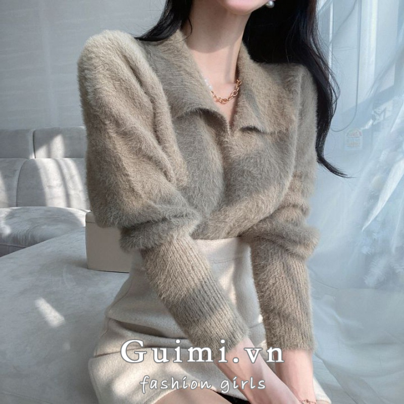 NZN Áo sweater Dệt Kim Tay Dài Dáng Rộng Phong Cách Hàn Quốc Thời Trang Thu Đông