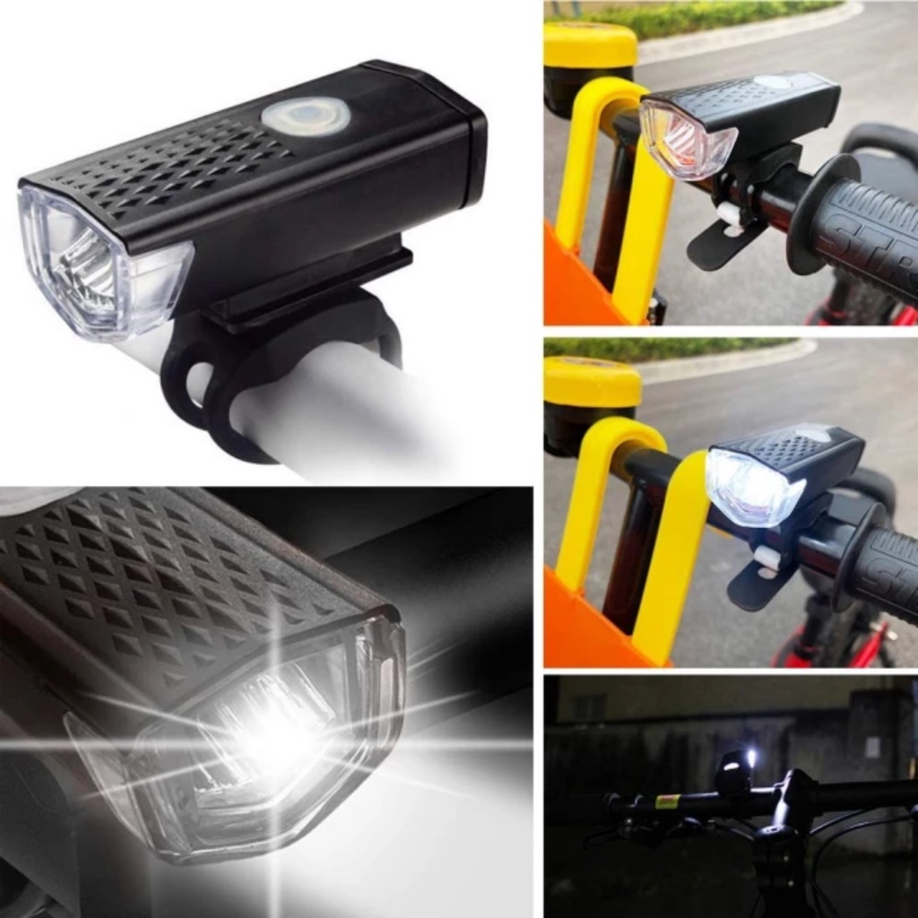 Combo đèn pin xe đạp siêu sáng và đèn cảnh báo xe đạp leo núi an toàn chống nước dây sạc usb chính hãng