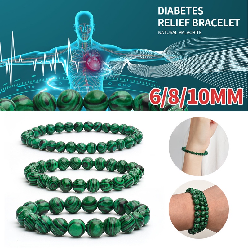 Vòng Tay Chuỗi Hạt Đá Malachite Tự Nhiên 6 / 810 mm Giảm Căng Thẳng Tự Phục Hồi Làm Quà Tặng Cho Bạn Bè