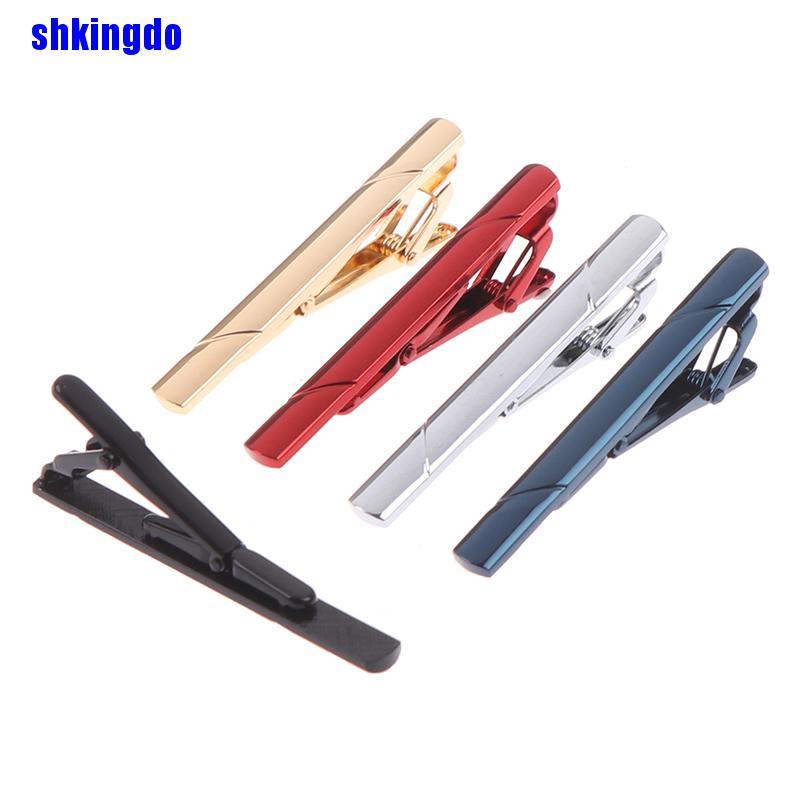 Kẹp cà vạt bằng đồng nhiều màu đơn giản cho nam