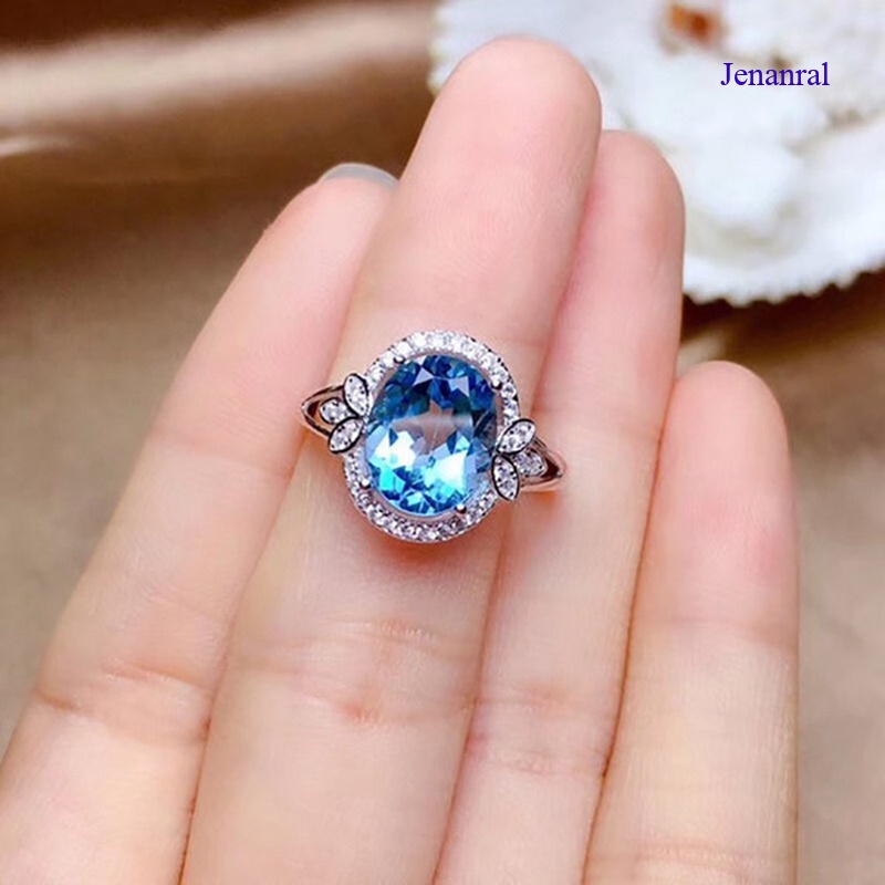 Nhẫn đính đá bầu trời xanh thời trang lãng mạn cho nữ