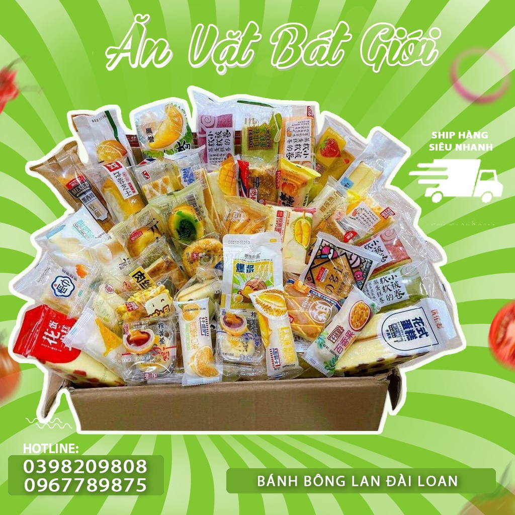 Bánh Bông Lan Đài Loan 🌟Ăn Vặt Bát Giới🌟 Bánh Đài Loan Mềm Ngon Mix Nhiều Loại Đủ Mùi Vị AV27