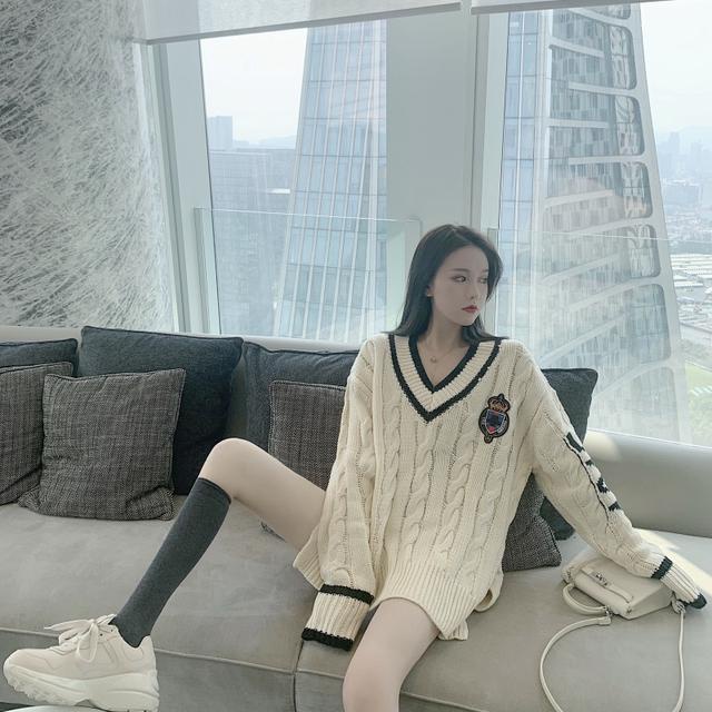 Áo khoác len dáng rộng tay dài thời trang thu đông mới cho nữ 2021