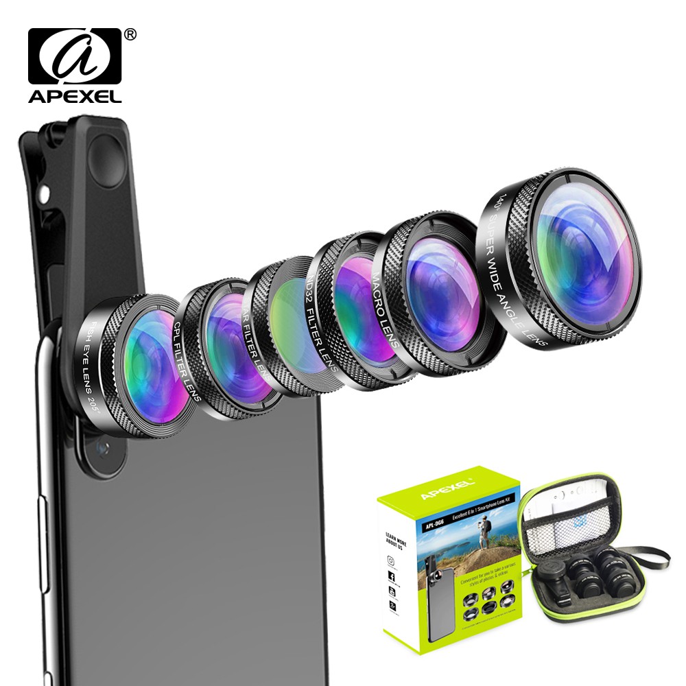 APEXEL ND32 6-in-1 camera lens kit for iPhone smartphone huaweall