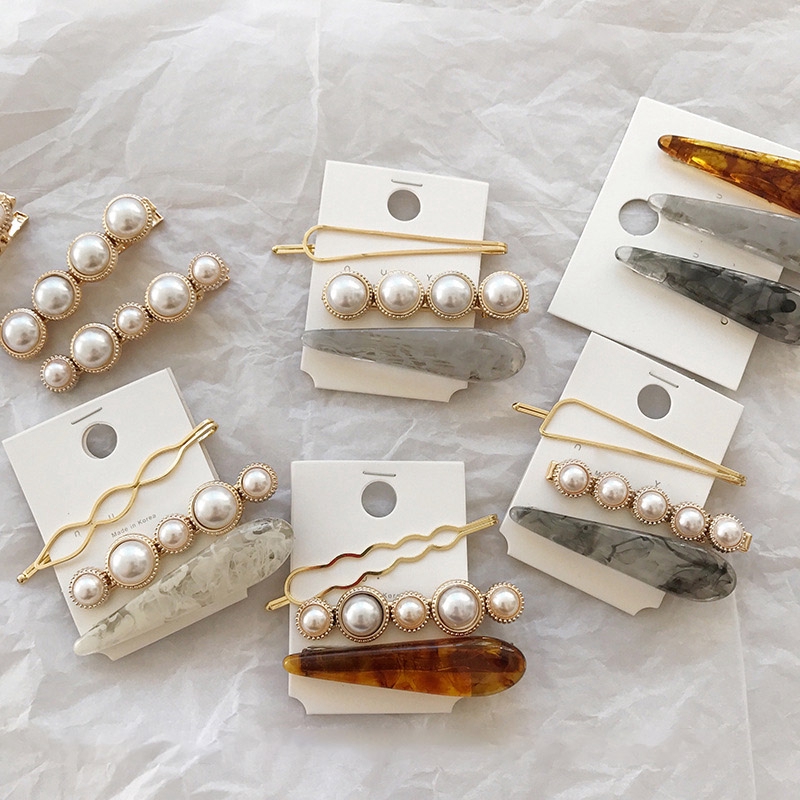 Set 1/3 kẹp tóc đính ngọc trai phong cách thời trang thanh lịch dành cho nữ