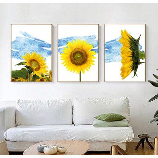 Bộ 3 tranh canvas treo tường hoa hướng dương TTC20438- 30 x 45 cm x 3 tranh