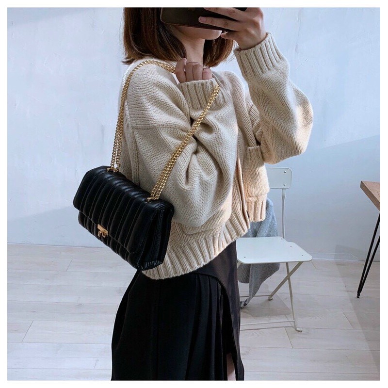 TÚI ZARA CHẦN SỌC SIZE TRUNG