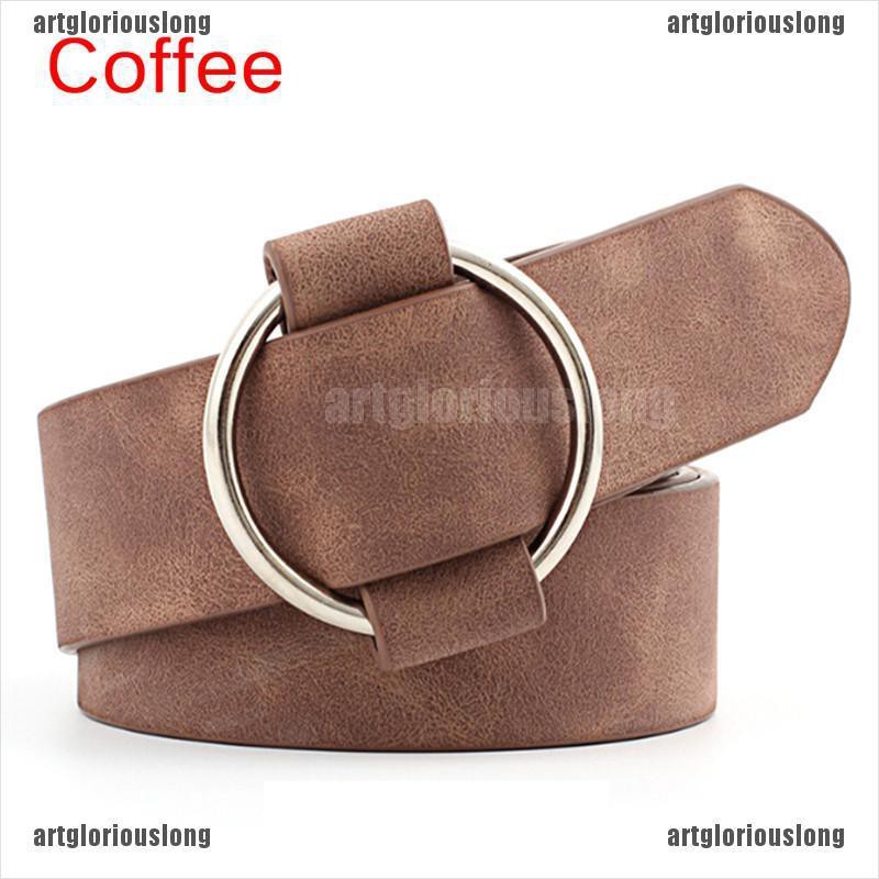 Thắt Lưng Da Khóa Kim Loại Tròn Phong Cách Boho Thời Trang