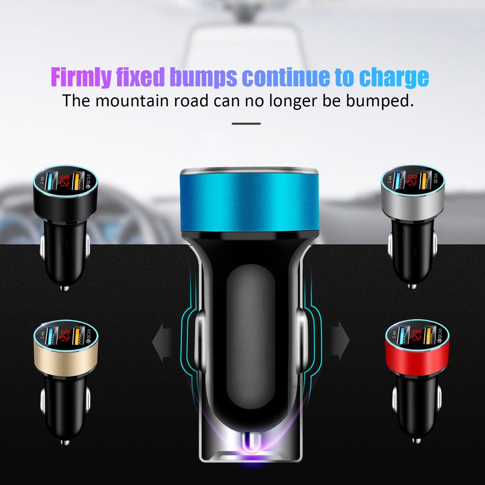 Tẩu Sạc Hai Cổng USB Có Màn Hình LED Cho Xe Hơi