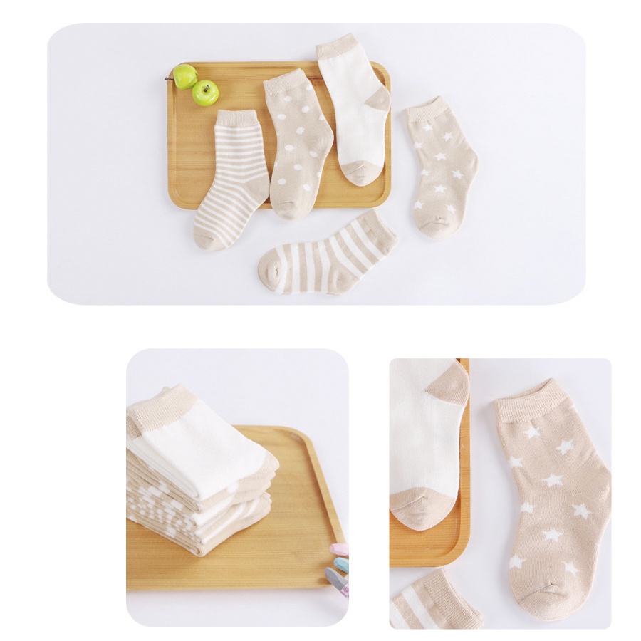 Tất cao cổ cho bé gái , set 5 đôi vớ cho bé từ 6 tháng - 8 tuổi chất liệu cotton nhiều màu hình dễ thương COLOR KIDS