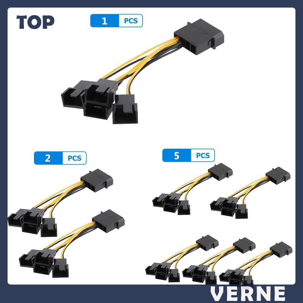 vernesss D-Port Computer CPU PC Case Fan 3Pin Fan Cable 1 to 4 Ways Power Splitter