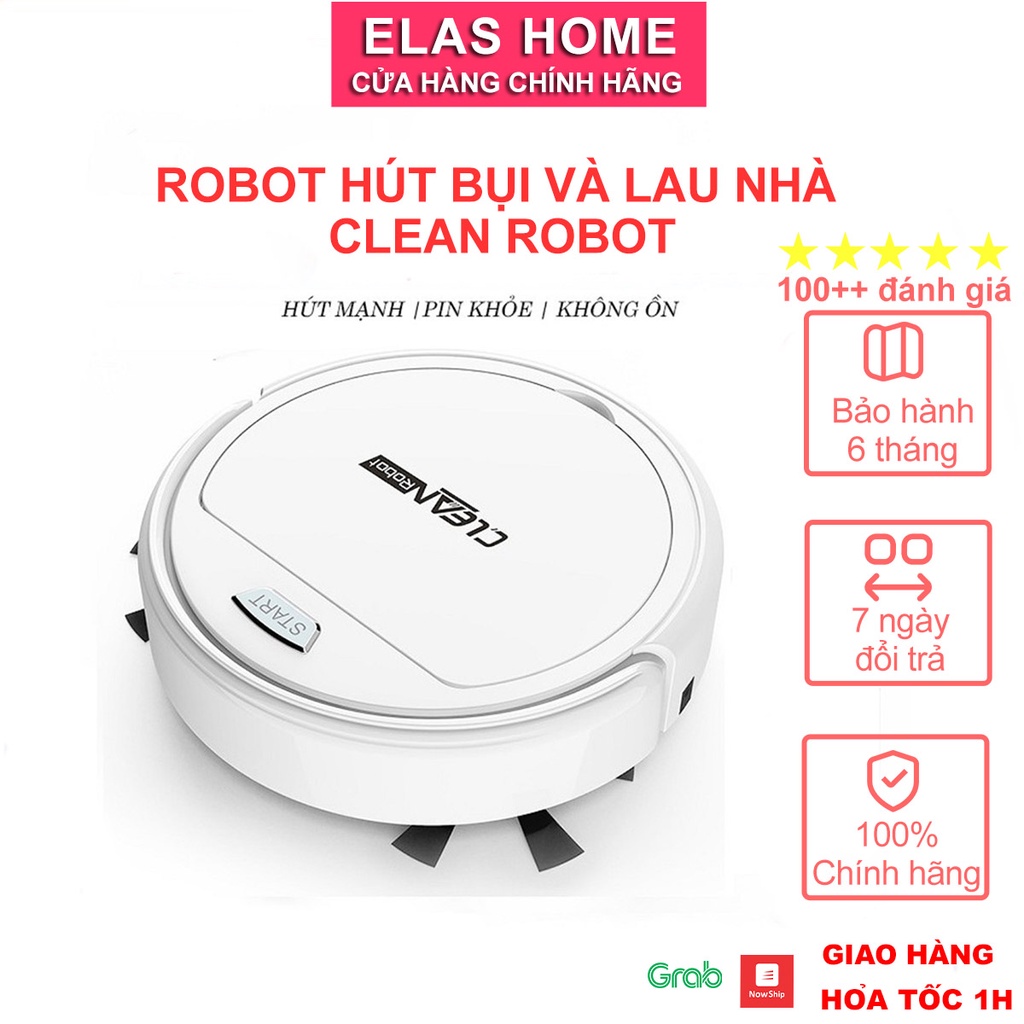 Robot hút bụi lau nhà thông minh CLEAN ROBOT tự động hút bụi lau nhà, cảm biến chống va chạm, bảo hành 6 tháng