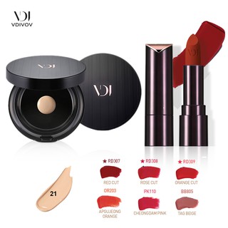 Combo VDIVOV son lì Lip Cut Rouge Velvet và Phấn nền Double Stay Foundation (Tặng lõi refill)