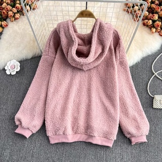 Áo hoodie lông hồng taobao