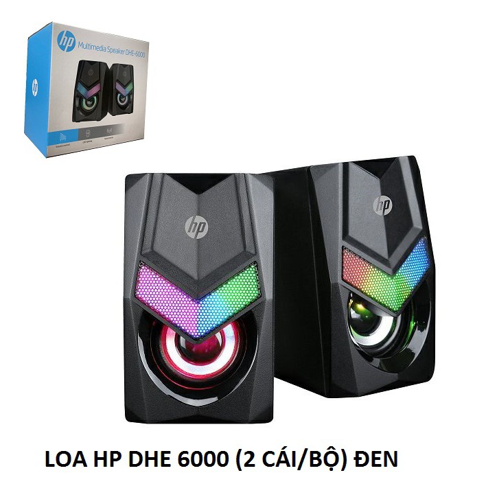 [Mã 157ELSALE hoàn 7% đơn 300K] Cặp loa vi tính HP DHE 6000 2 cái 1 bộ màu đen đèn led RGB