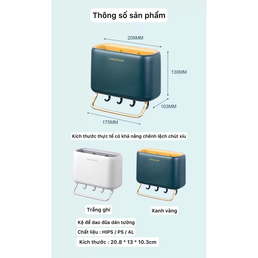 Kệ giá để dao đũa đa năng dán tường inox 304 / sơn tĩnh điện màu đen, để dụng cụ nhà bếp