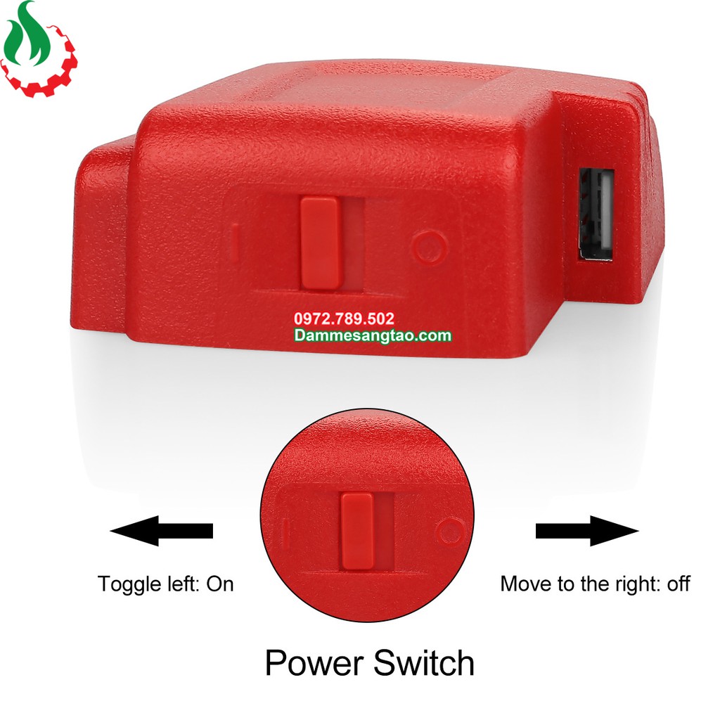 Đế chuyển pin Milwaukee 15V/18V sang Usb 5V sạc điện thoại