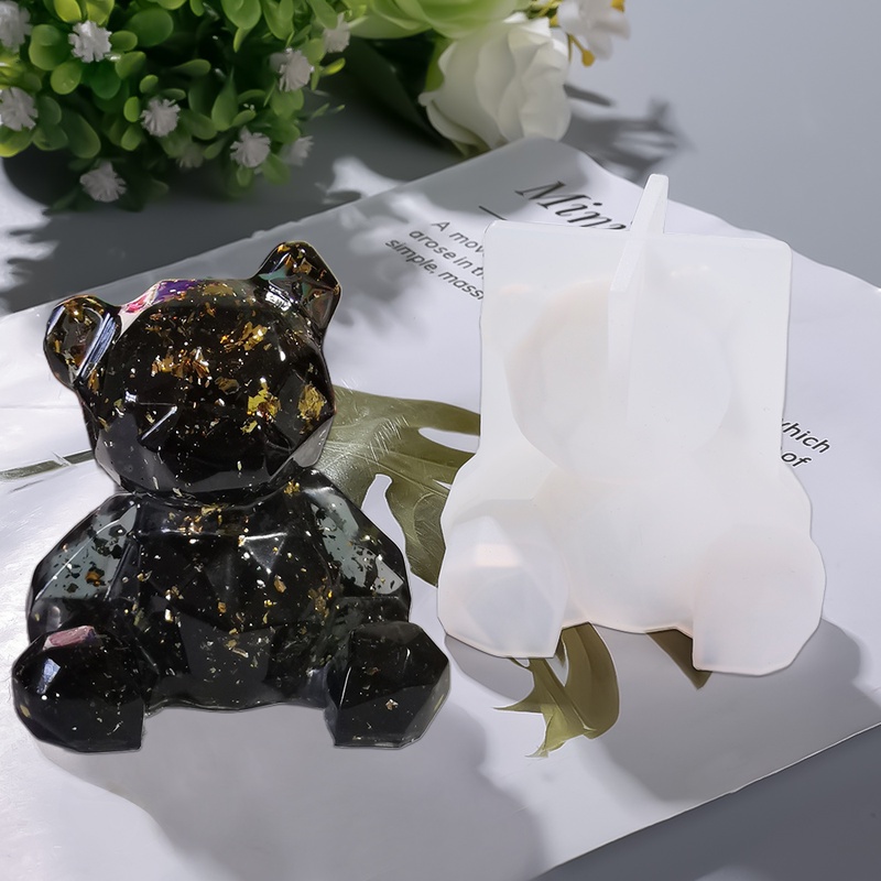 Khuôn Silicon Trong Suốt Hình Gấu 3D Làm Mặt Trang Sức DIY
