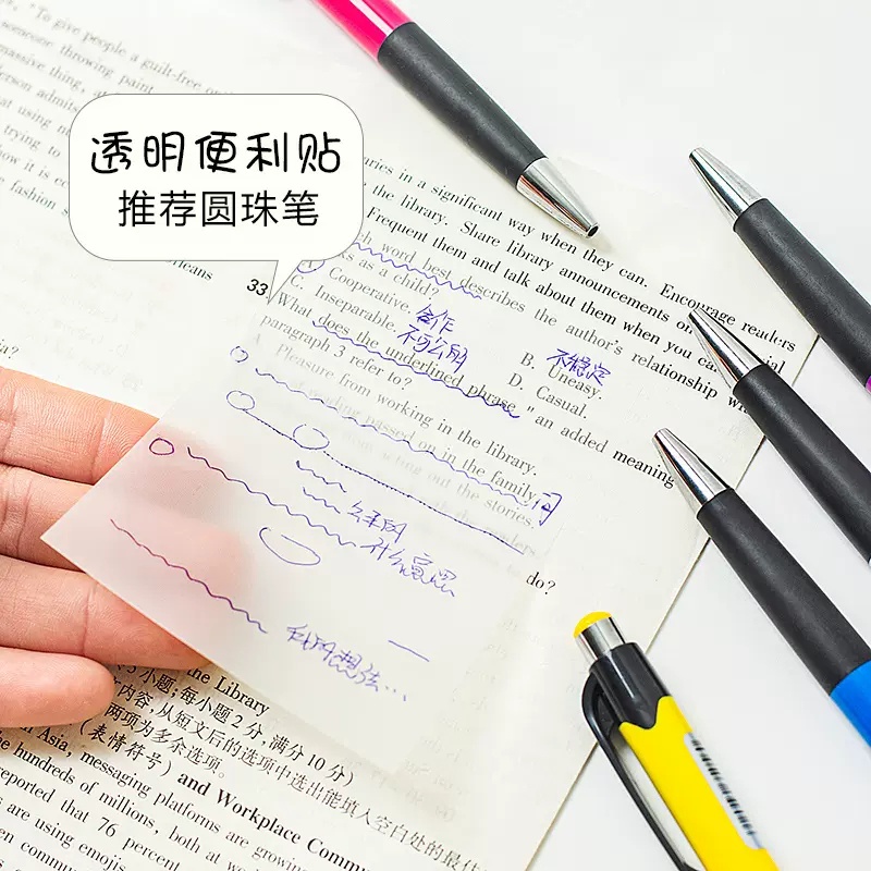 Set 50 Tấm Nhãn Dán Ghi Chú Trong Suốt Chống Thấm Nước Tiện Dụng Cho Học Sinh