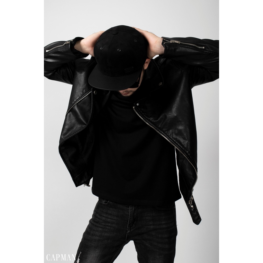 Mũ snapback màu đen trơn CAPMAN phong cách hiphop CM148