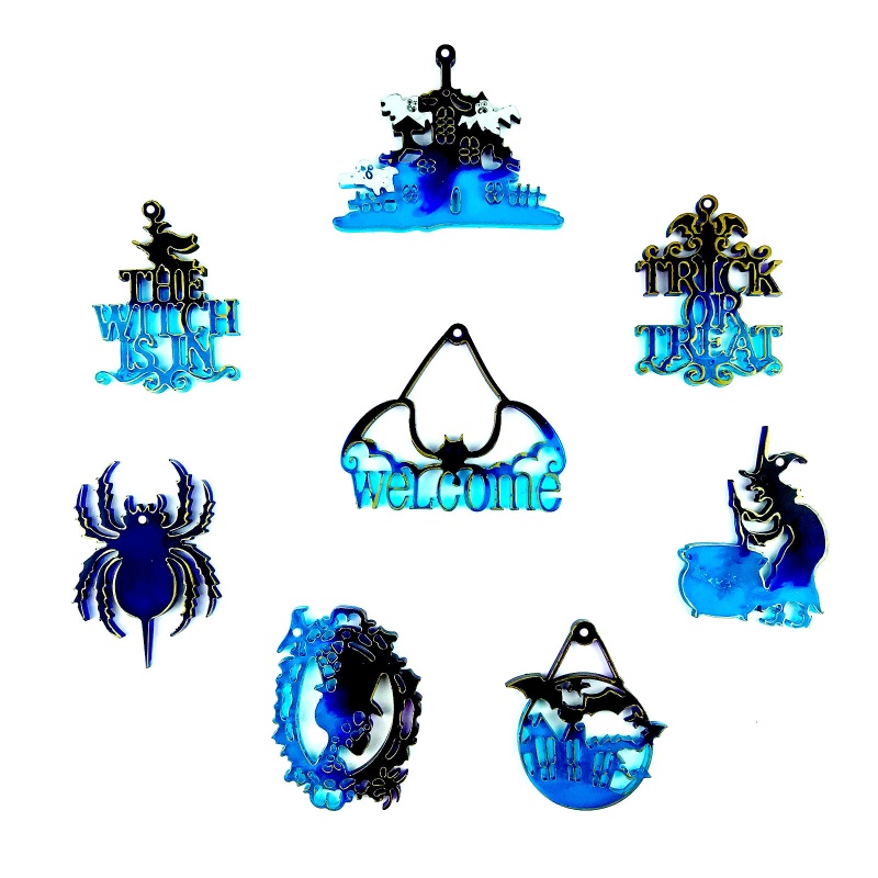 Khuôn Silicone Làm Móc Khóa Hình Phù Thủy Halloween Lấp Lánh DIY