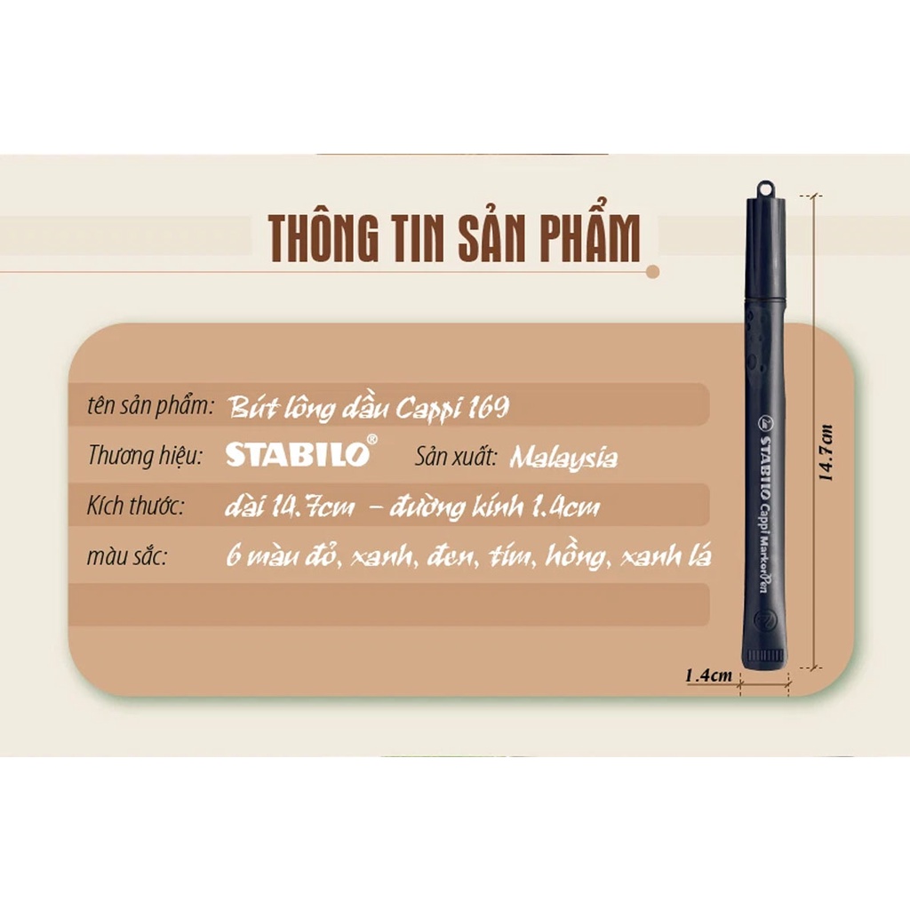 Combo Bút lông dầu STABILO Cappi MarkerPen 3/6/10 cây