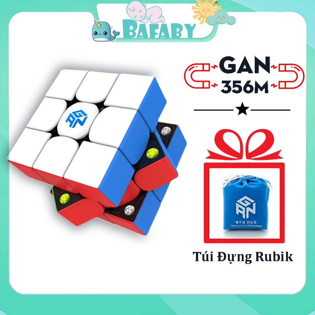 Rubik 3x3 GAN 356 M Nam Châm Cao Cấp Xoay Nhanh Mượt Tốc Độ Cao Đồ Chơi Phát Triển Trí Tuệ Bafaby R56M