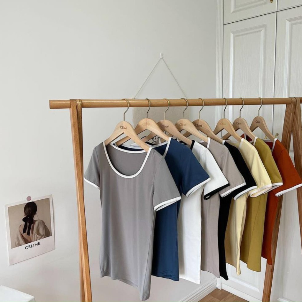 Áo thun nữ cộc tay, áo thun cổ tròn nhiều màu xinh xắn - H&amp;N Store