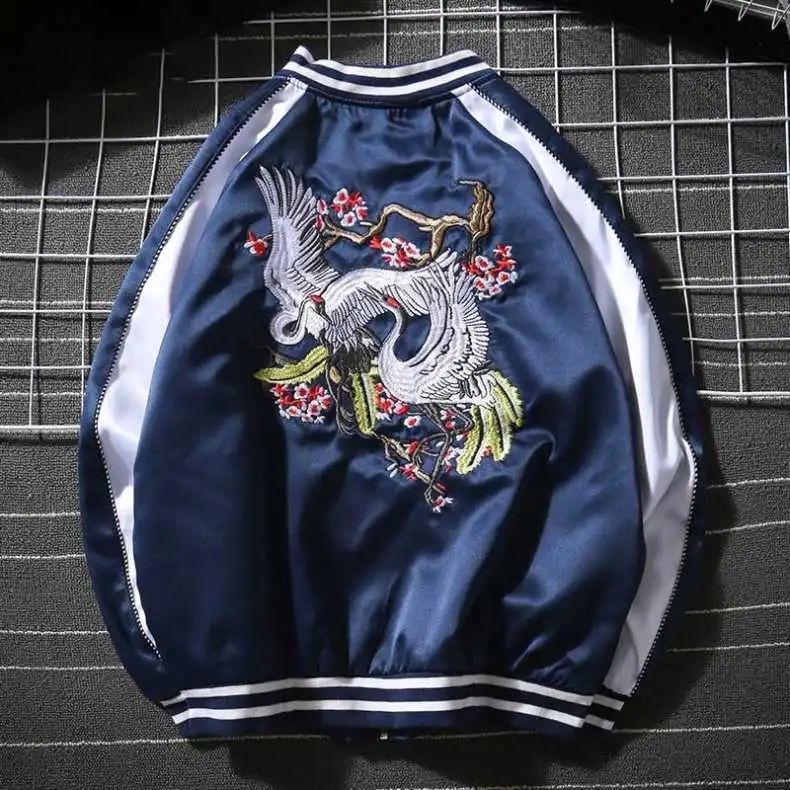 Áo khoác bóng chày thêu họa tiết phong cách Harajuku Nhật Bản thời trang xuân thu cho nam size S-2Xl 10