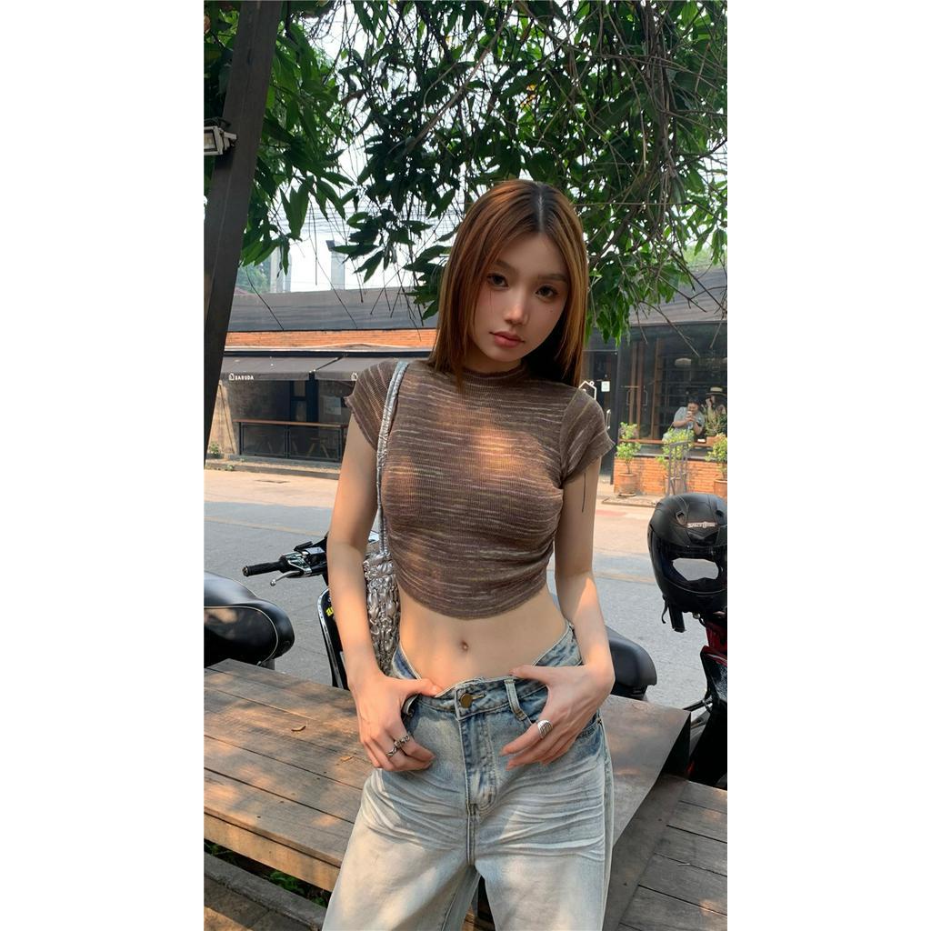 Áo Thun Gân Tay Ngắn Phong Cách Mới 63255