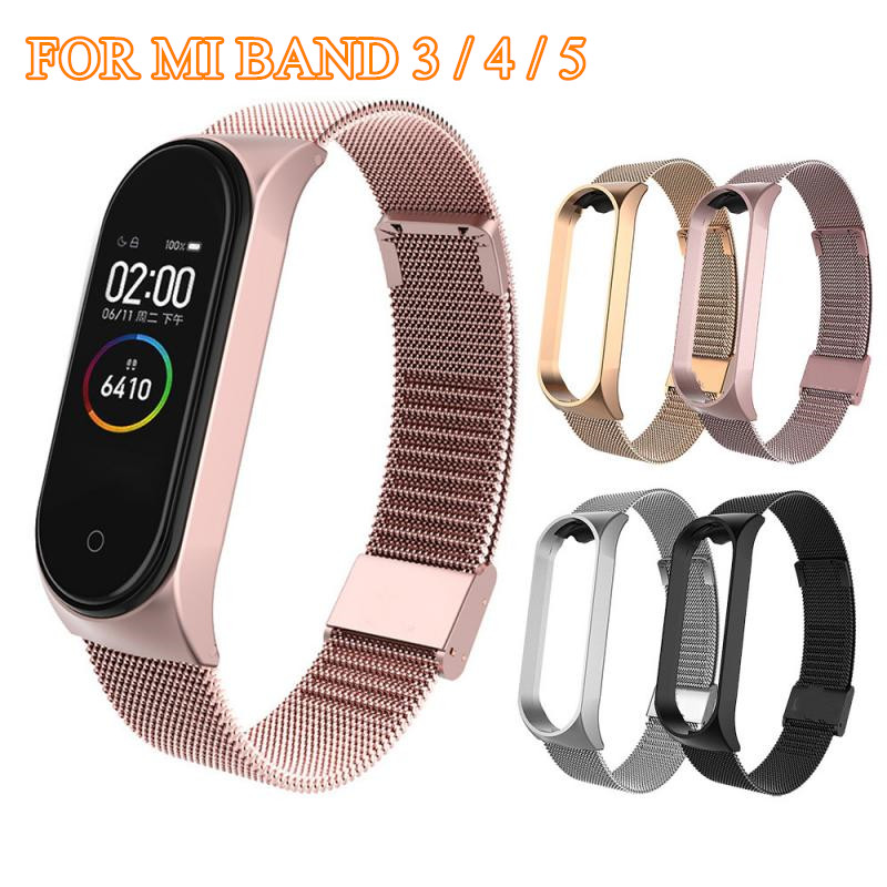 Dây Đeo Kim Loại Thay Thế Cho Đồng Hồ Thông Minh Xiaomi Mi Band 3 4 5 Mi Band 4