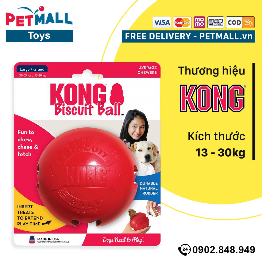 Đồ chơi banh Kong Biscuit Ball Large - Cho chó 13-30kg, có thể nhét treats Petmall