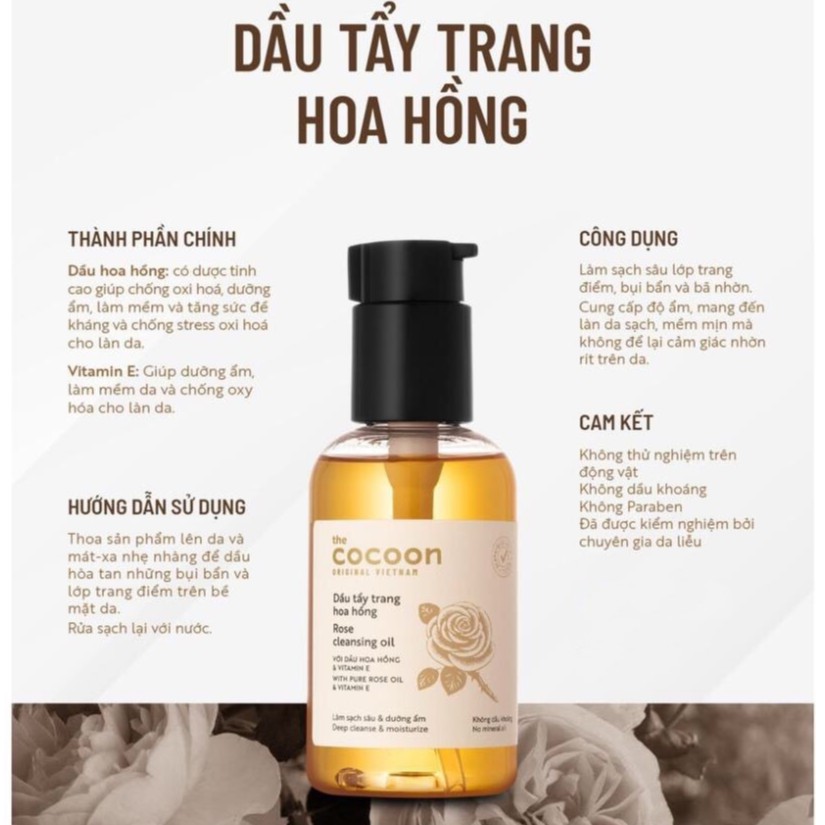 Dầu Tẩy Trang Chiết Xuất Hoa Hồng Cocoon Rose Cleansing Oil 140ml