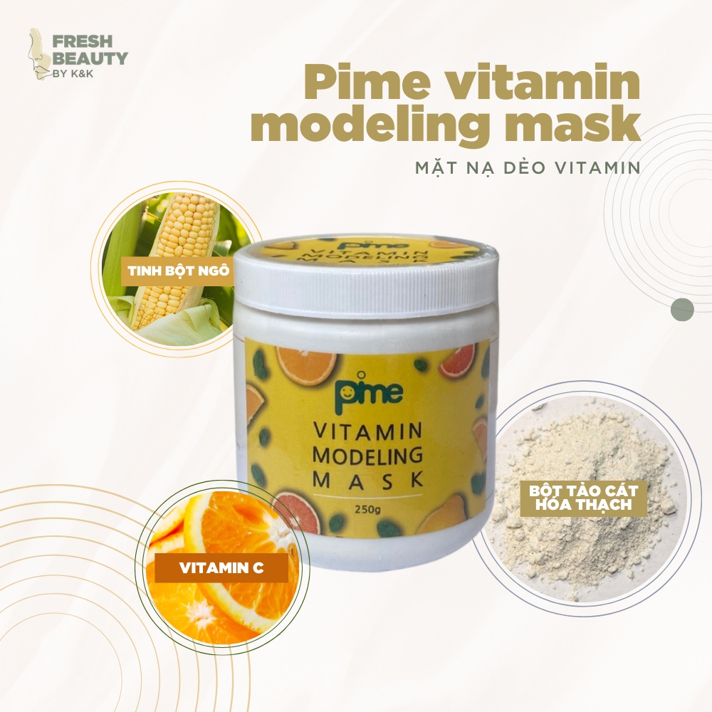 Mặt nạ dẻo Pime vitamin Modeling Mask hỗ trợ làm trắng, giảm nám, mờ thâm và sắc tố da, giảm dầu thừa, hạn chế mụn 250g