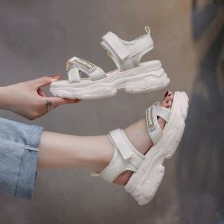 Sandal 2 màu trắng đen