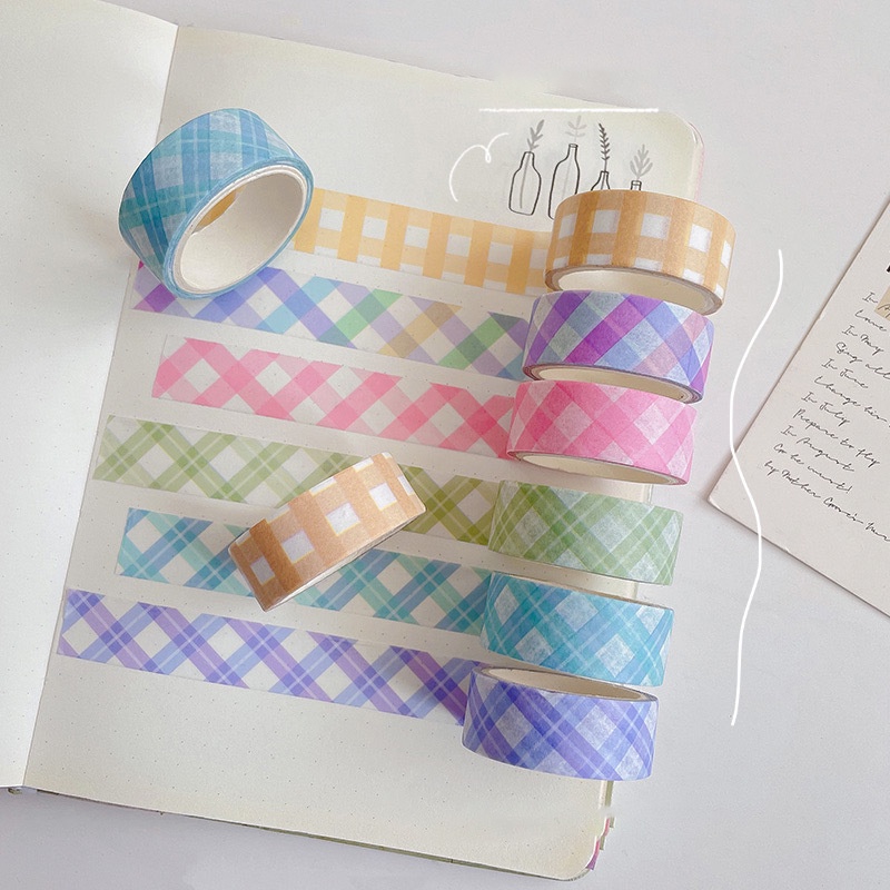 Băng Keo Giấy Washi Tape Kẻ Caro Gingham Pastel