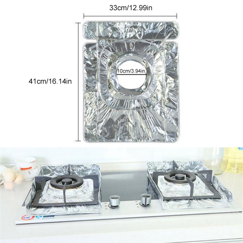Set 2 Tấm Giấy Bạc Chống Dầu Bảo Vệ Bếp Ga Tái Sử Dụng Được