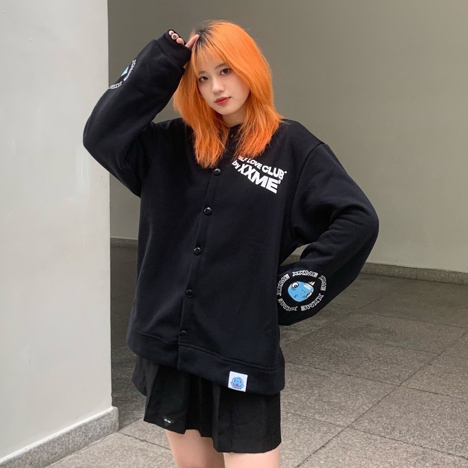 Áo khoác nỉ SLC Cardigan khủng long RAWR màu đen XXME