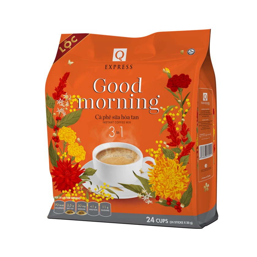 Cà Phê sữa hòa tan 3 in 1 Good morning TRẦN QUANG 480g