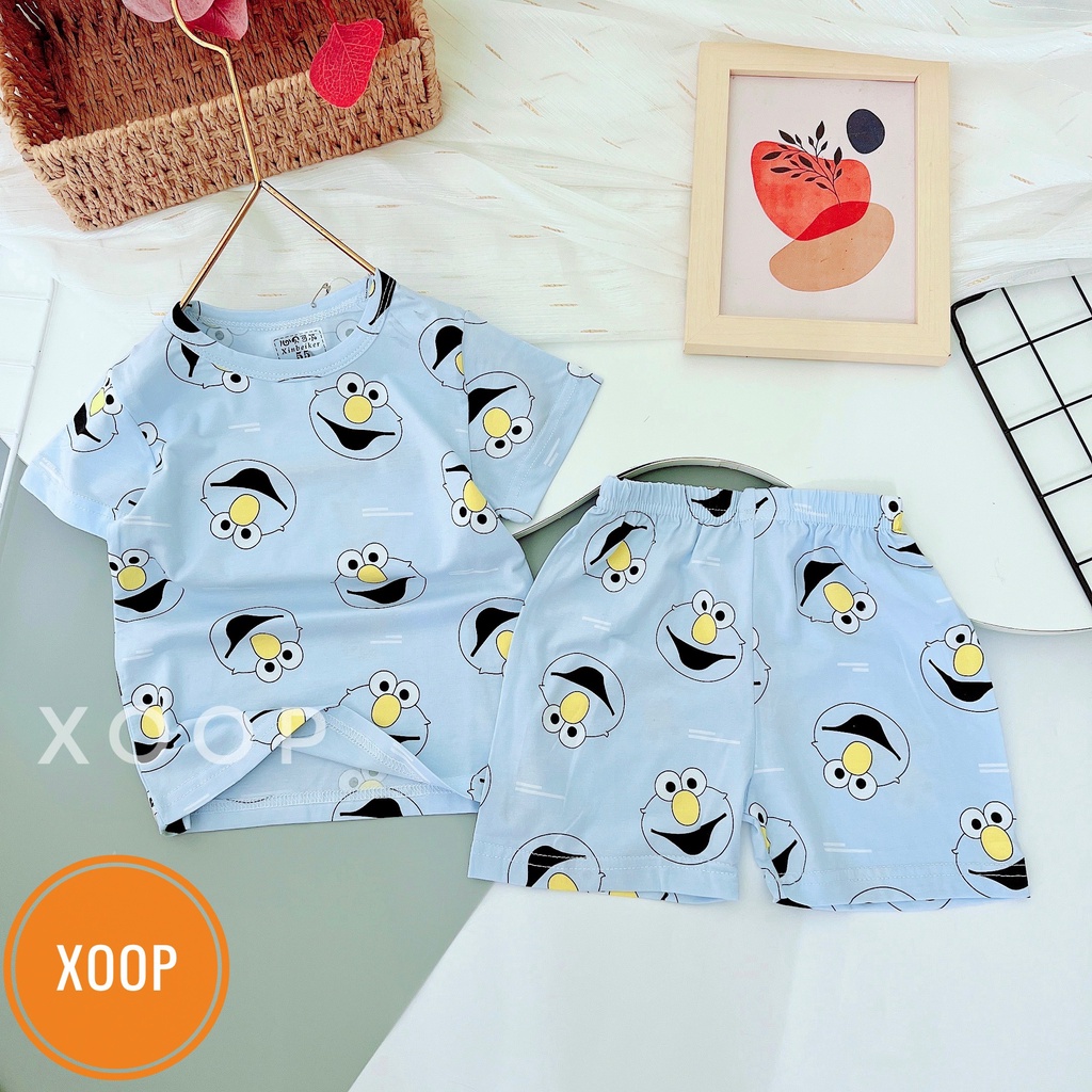Xả ! Size nhỡ b3 (18-23kg) Bộ cộc xuất hàn in tràn chất cotton lạnh hàng quảng châu