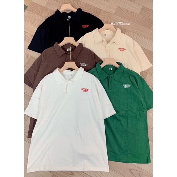 Áo polo thêu chữ cotto khô phong cách unisex Aimee closet