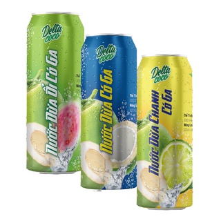Nước dừa có gas - Vị truyền thống, vị dừa ổi, vị dừa chanh - Lon 330ml
