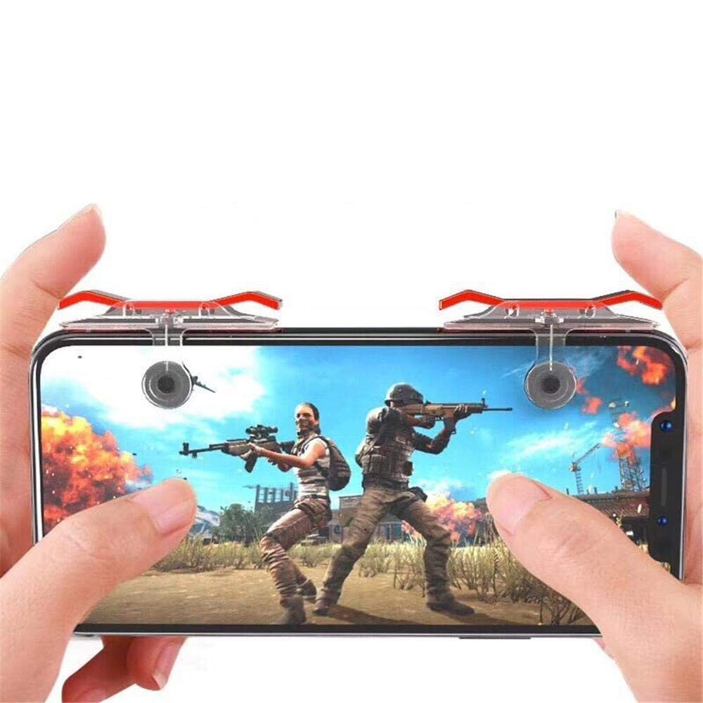 Bộ 2 nút bấm chơi game E9 đỏ trong suốt dành cho điện  thoại phù hợp với các dòng game đang thịnh hành hiện nay Chammar