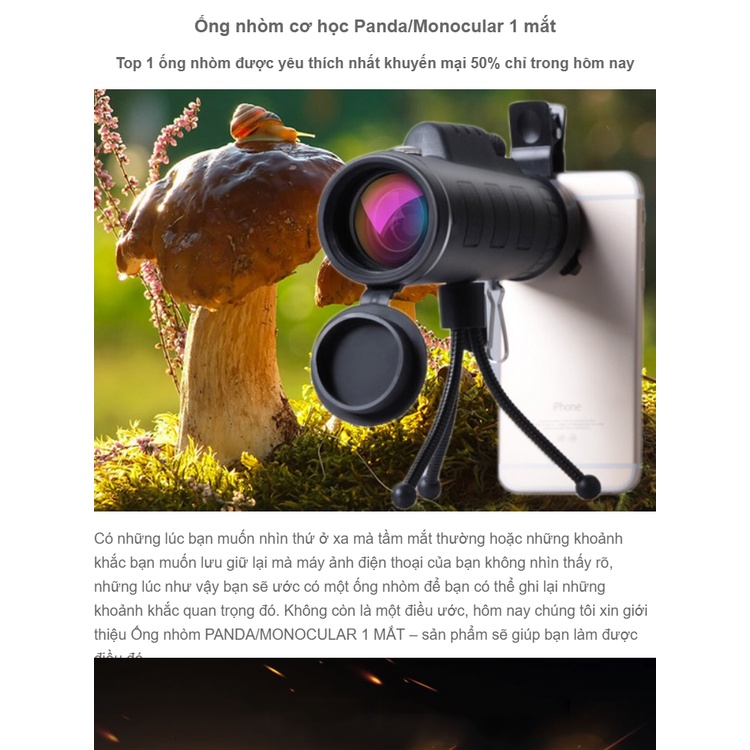 ,Ống Nhòm Xuyên Kính, Ống Nhòm Điện Thoại hồng ngoại
PANDA/MONOCULAR 1 Mắt Cao Cấp, Nhìn Siêu Xa, Siêu Nét