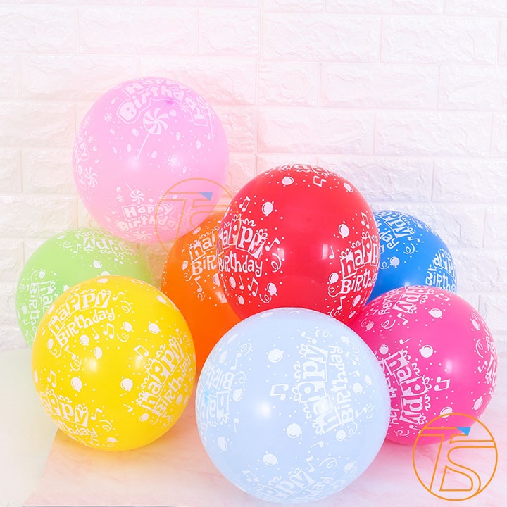 Combo 10 Bong Bóng Happy Birthday Nhiều Màu Trang Trí Sinh Nhật, Thôi Nôi - Phụ Kiện Tổ Chức Sự Kiện, Tiệc Tùng